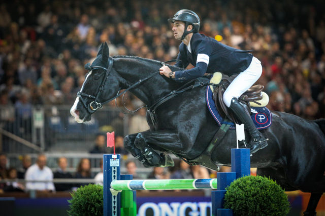 Frisch in Führung bei der Qualifikation für den Longines FEI Jumping World Cup™ : Steve Guerdat (SUI) und Alamo platzieren sich beim CSI5'-W in Verona beim 1,60 m Springen auf Rang 3 © FEI/Massimo Argenziano