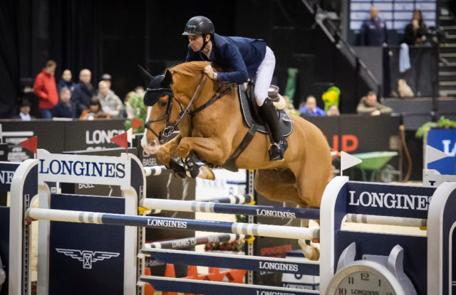 Olympic gold medallist, Steve Guerdat (SUI) who claimed victory in Basel (SUI) last month with his mount Victorio des Frotards jumps back to number one in the Longines World Rankings. (FEI/Richard Juilliart