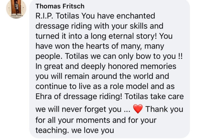 Totilas-Fans: weltweites Gedenken via Social Media.